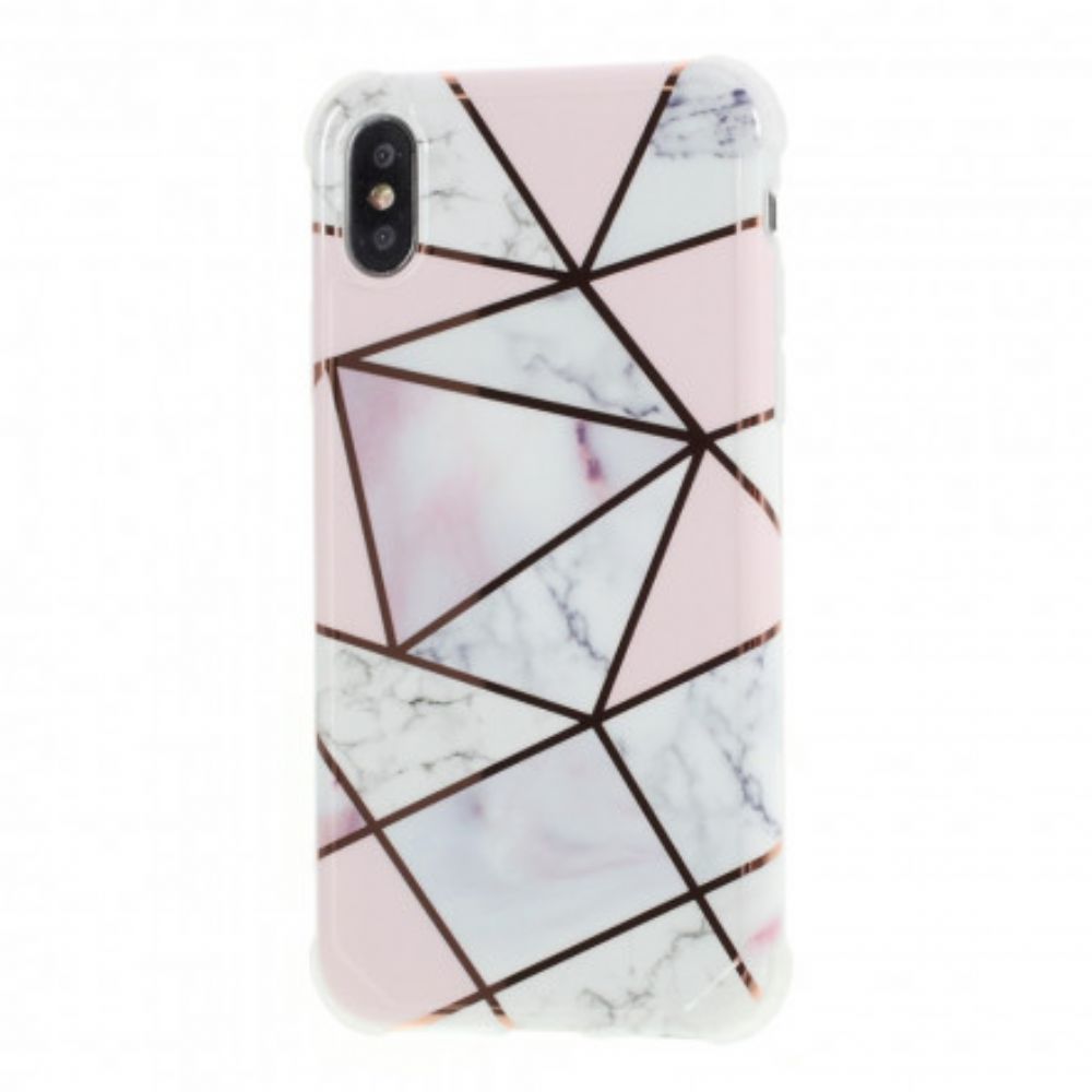 Hoesje voor iPhone X / XS Flitsachtig Geometrisch Marmer