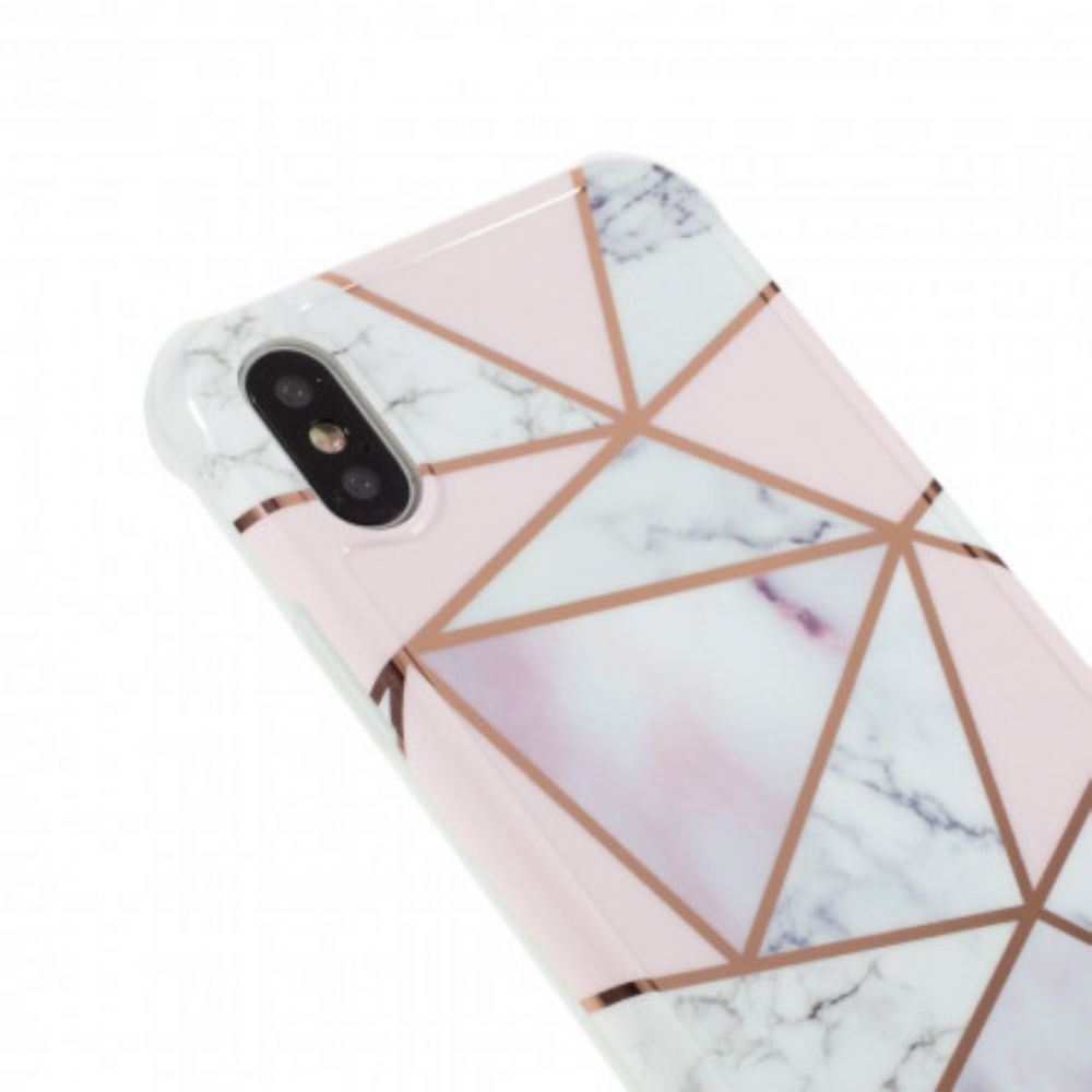 Hoesje voor iPhone X / XS Flitsachtig Geometrisch Marmer