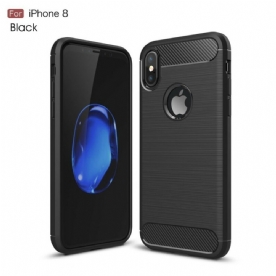 Hoesje voor iPhone X / XS Geborstelde Koolstofvezel