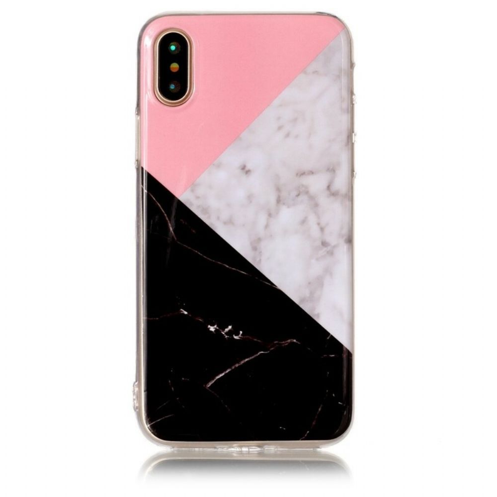 Hoesje voor iPhone X / XS Geometrisch Marmereffect