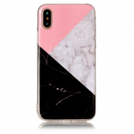 Hoesje voor iPhone X / XS Geometrisch Marmereffect