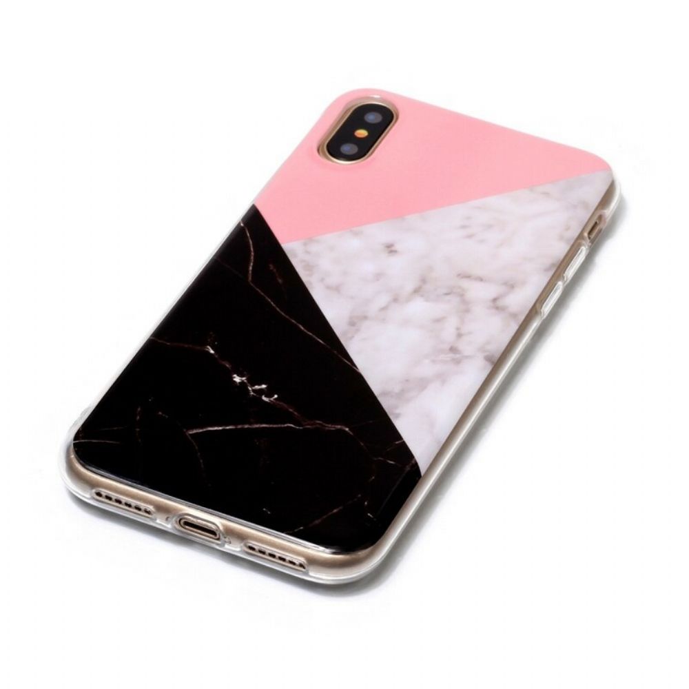 Hoesje voor iPhone X / XS Geometrisch Marmereffect