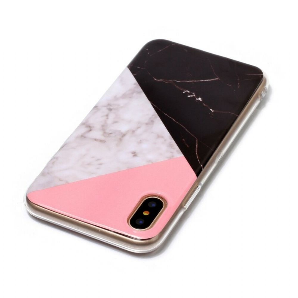 Hoesje voor iPhone X / XS Geometrisch Marmereffect