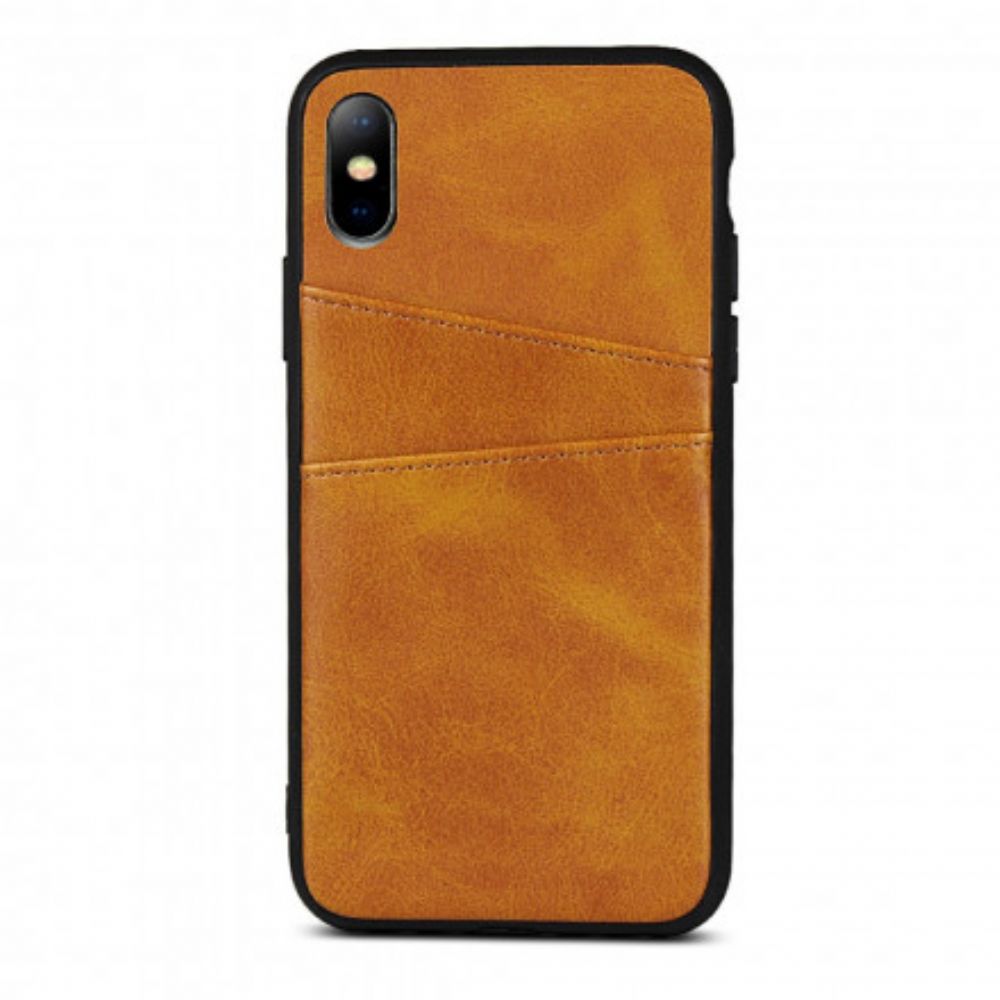 Hoesje voor iPhone X / XS Monochroom Dubbele Kaarthouder