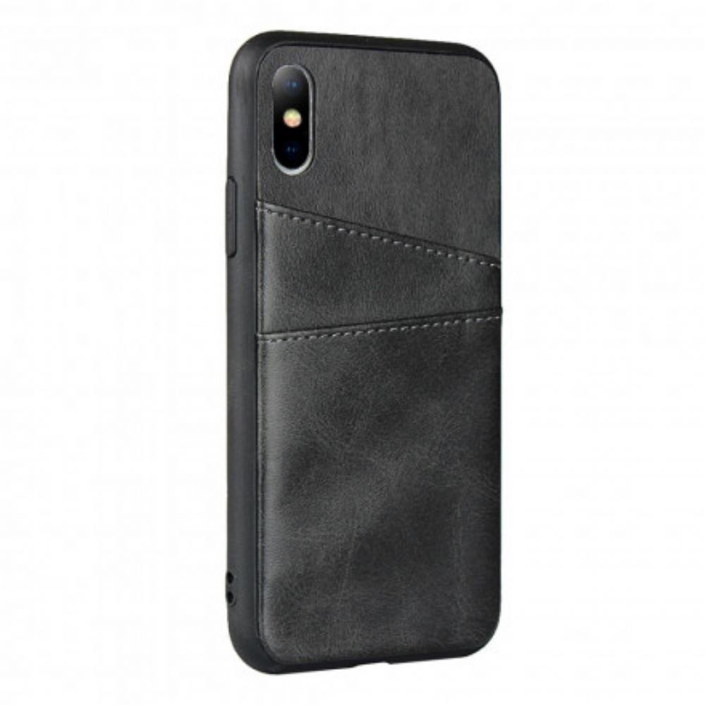 Hoesje voor iPhone X / XS Monochroom Dubbele Kaarthouder