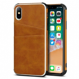 Hoesje voor iPhone X / XS Monochroom Dubbele Kaarthouder