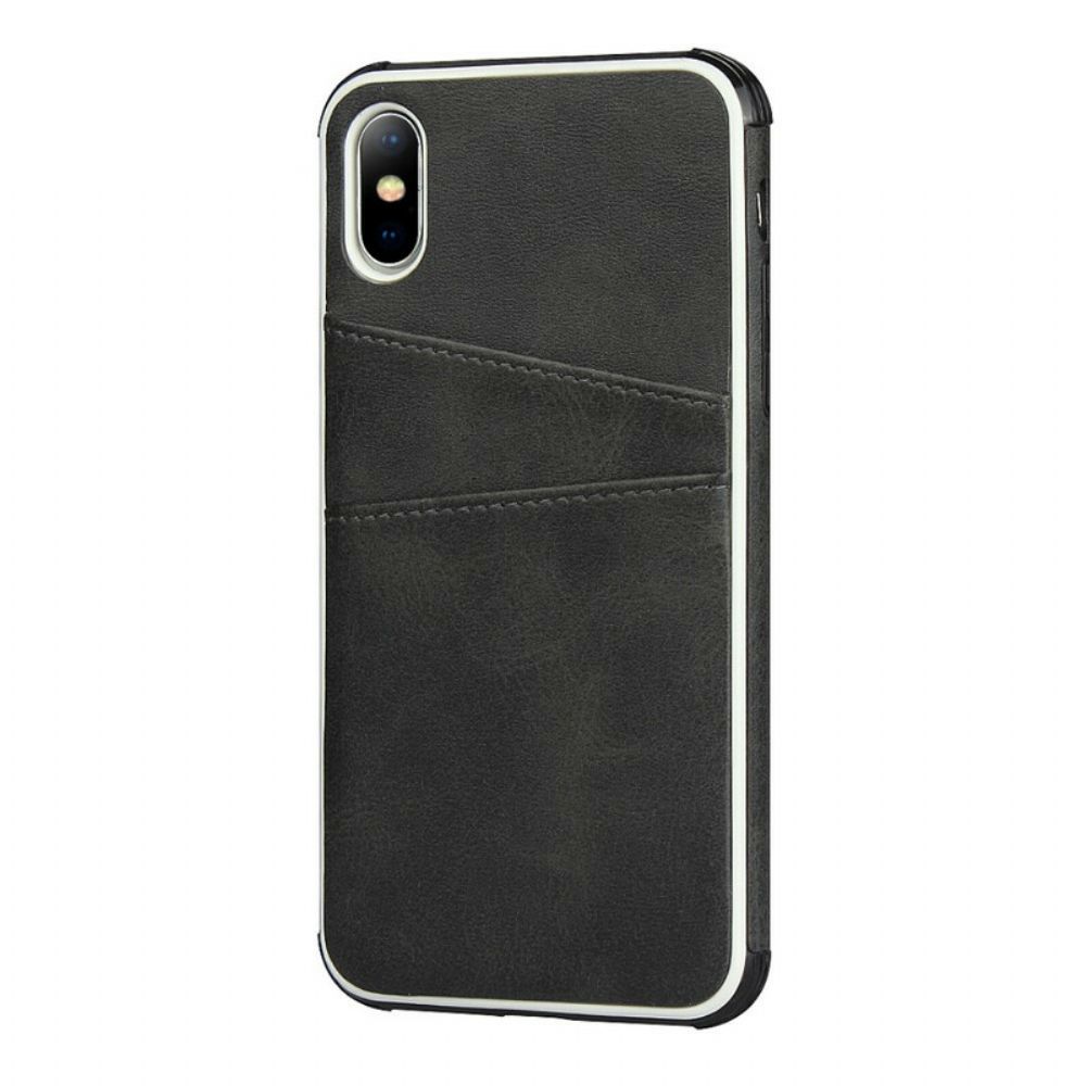 Hoesje voor iPhone X / XS Monochroom Dubbele Kaarthouder