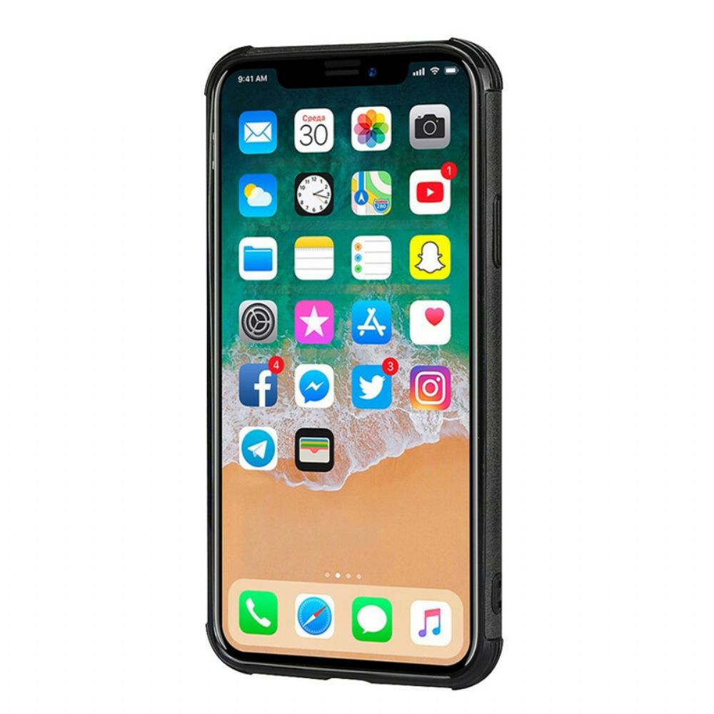 Hoesje voor iPhone X / XS Monochroom Dubbele Kaarthouder