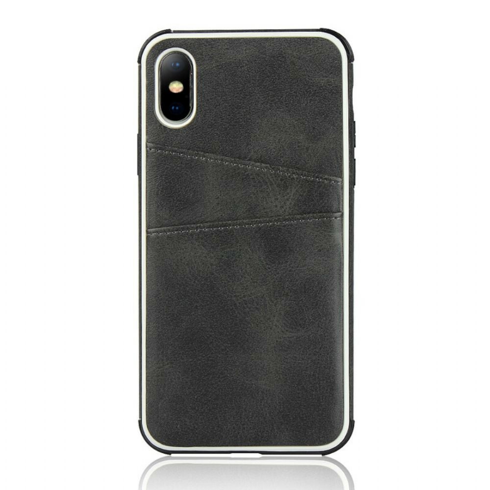 Hoesje voor iPhone X / XS Monochroom Dubbele Kaarthouder