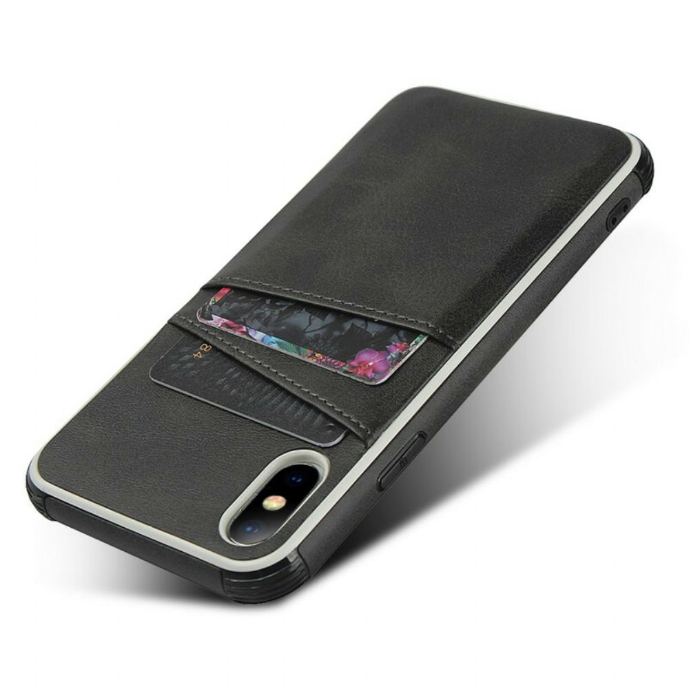 Hoesje voor iPhone X / XS Monochroom Dubbele Kaarthouder