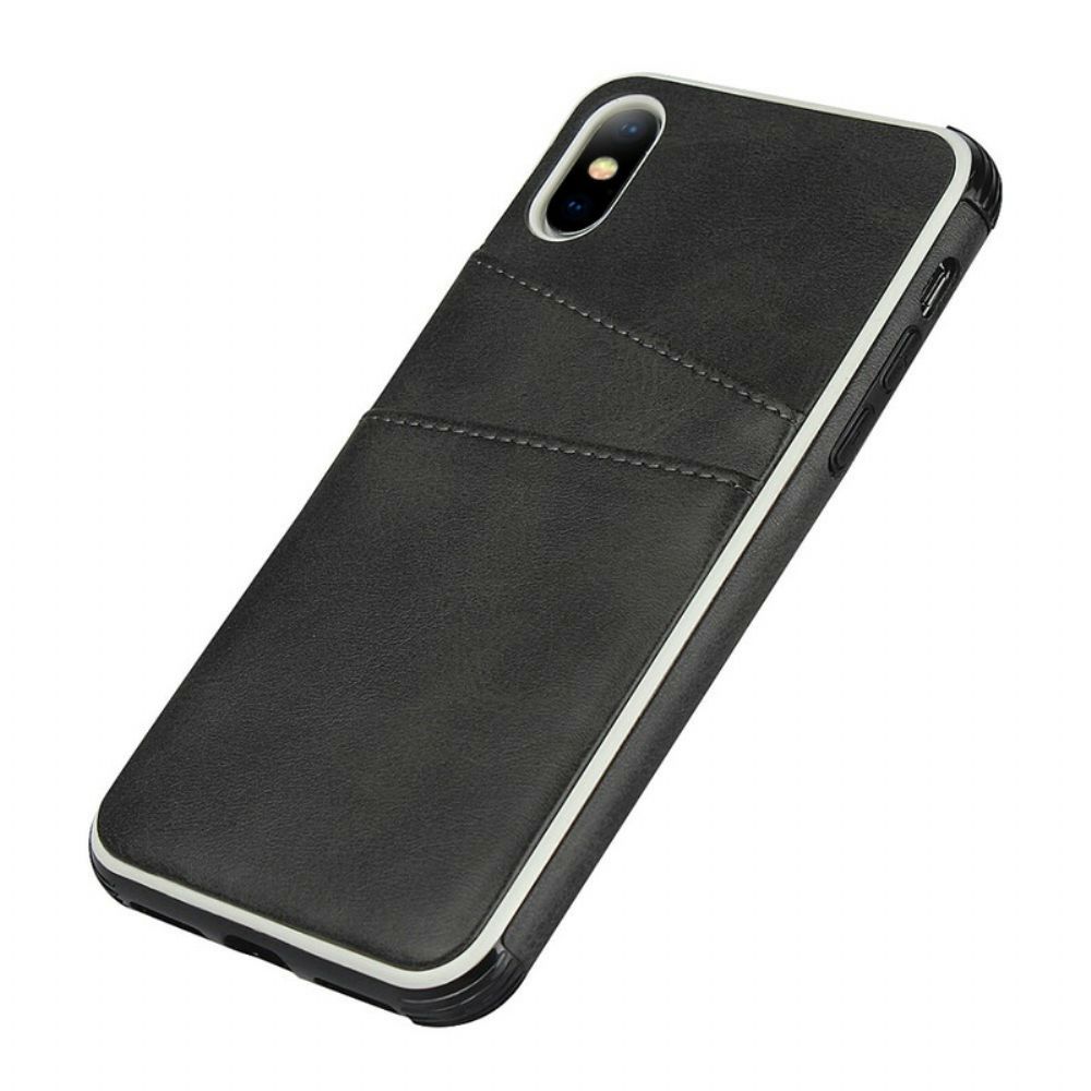 Hoesje voor iPhone X / XS Monochroom Dubbele Kaarthouder