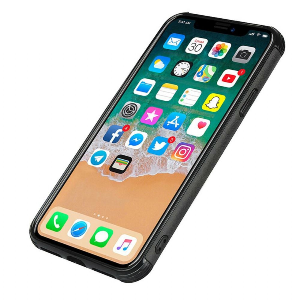 Hoesje voor iPhone X / XS Monochroom Dubbele Kaarthouder