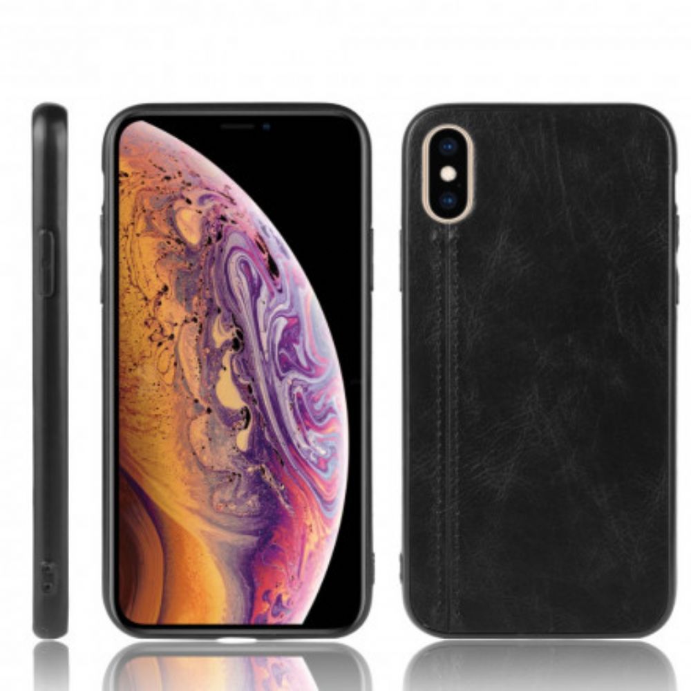 Hoesje voor iPhone X / XS Naad Leereffect