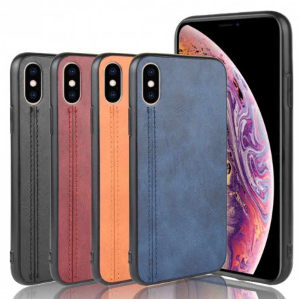 Hoesje voor iPhone X / XS Naad Leereffect