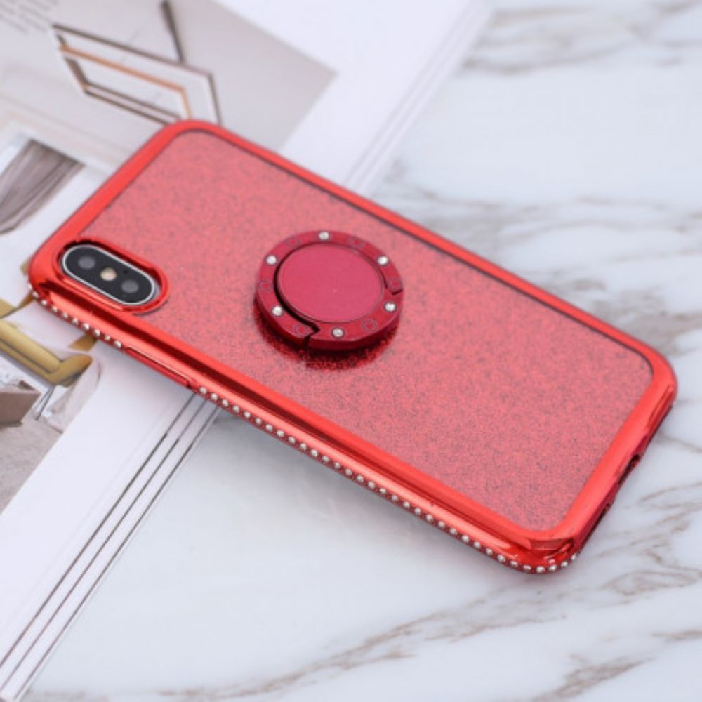 Hoesje voor iPhone X / XS Pailletten En Diamanten Ring