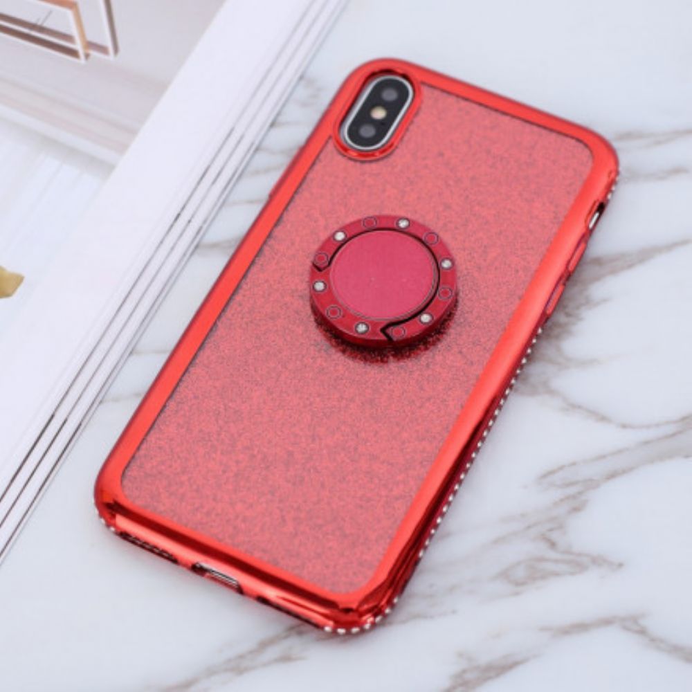 Hoesje voor iPhone X / XS Pailletten En Diamanten Ring