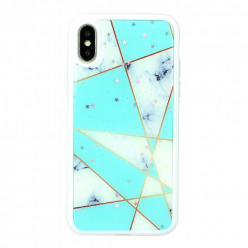 Hoesje voor iPhone X / XS Silicone En Epoxy Marmer Ontwerp