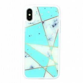 Hoesje voor iPhone X / XS Silicone En Epoxy Marmer Ontwerp