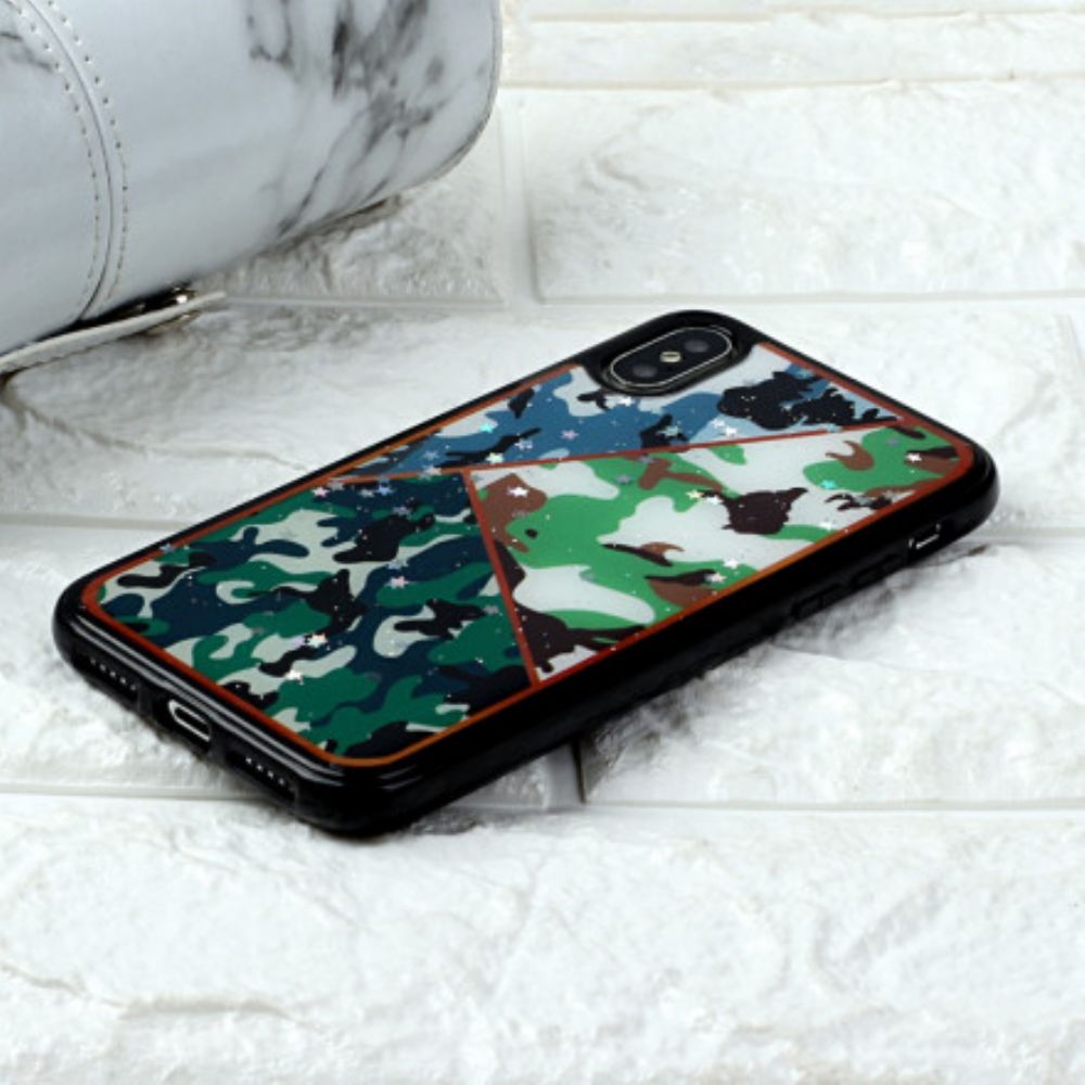 Hoesje voor iPhone X / XS Silicone En Epoxy Marmer Ontwerp