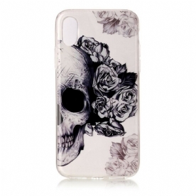 Hoesje voor iPhone X / XS Transparante Bloemenschedel