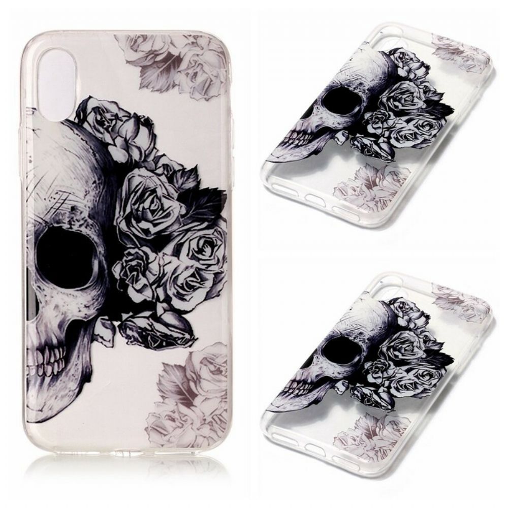 Hoesje voor iPhone X / XS Transparante Bloemenschedel