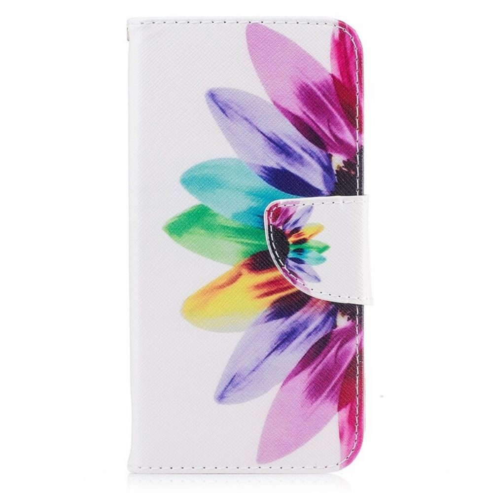 Leren Hoesje voor iPhone X / XS Aquarel Bloem