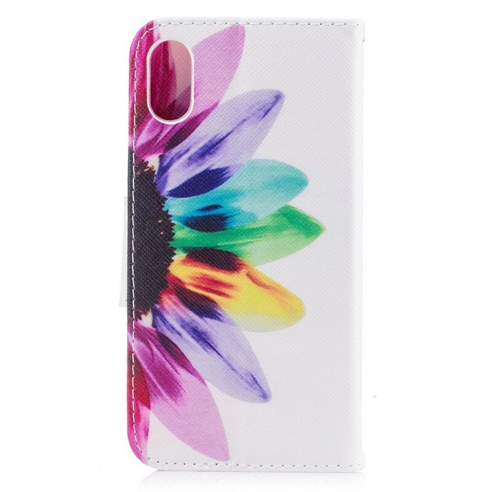 Leren Hoesje voor iPhone X / XS Aquarel Bloem