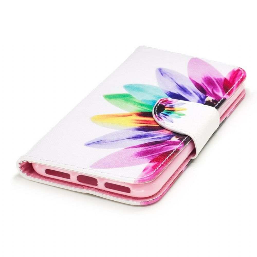 Leren Hoesje voor iPhone X / XS Aquarel Bloem