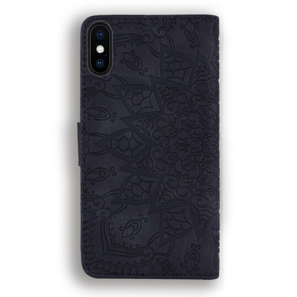 Leren Hoesje voor iPhone X / XS Bloemenprint