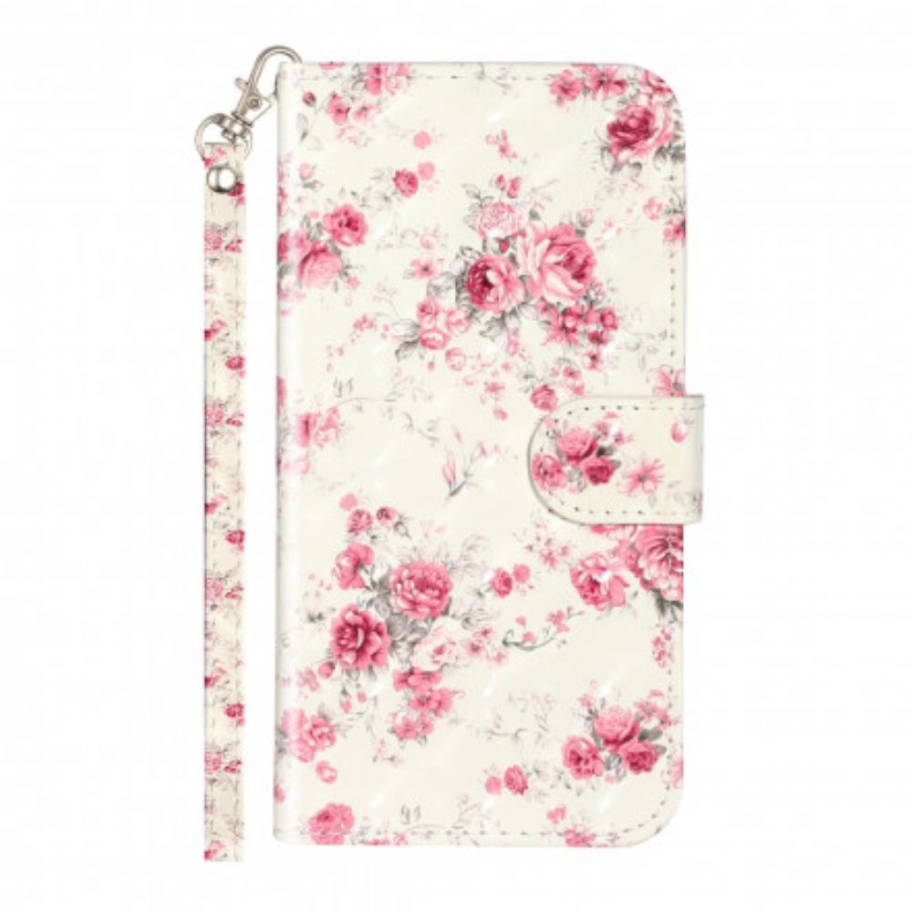 Leren Hoesje voor iPhone X / XS Met Ketting Bloemen Lichtvlekken Met Riem