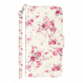 Leren Hoesje voor iPhone X / XS Met Ketting Bloemen Lichtvlekken Met Riem