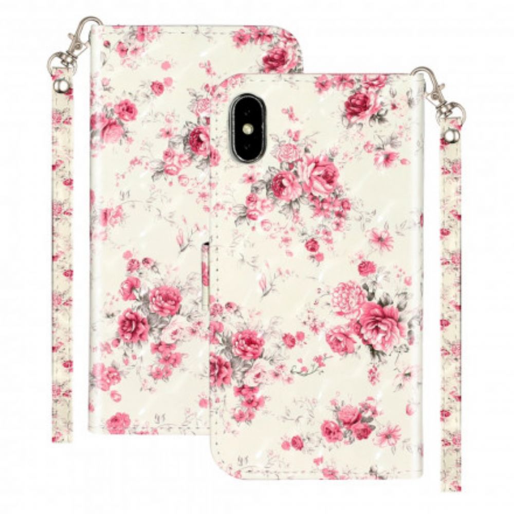 Leren Hoesje voor iPhone X / XS Met Ketting Bloemen Lichtvlekken Met Riem