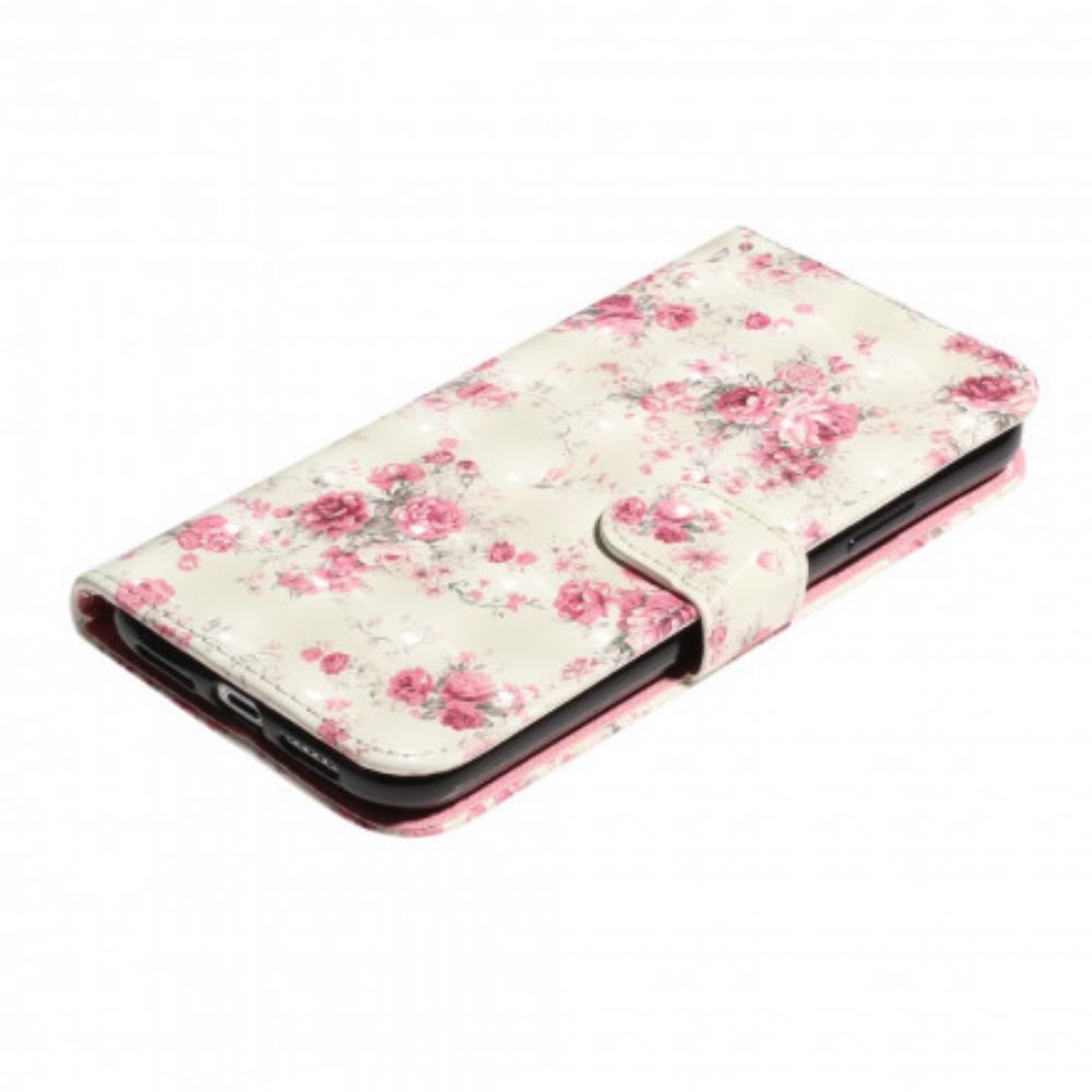 Leren Hoesje voor iPhone X / XS Met Ketting Bloemen Lichtvlekken Met Riem