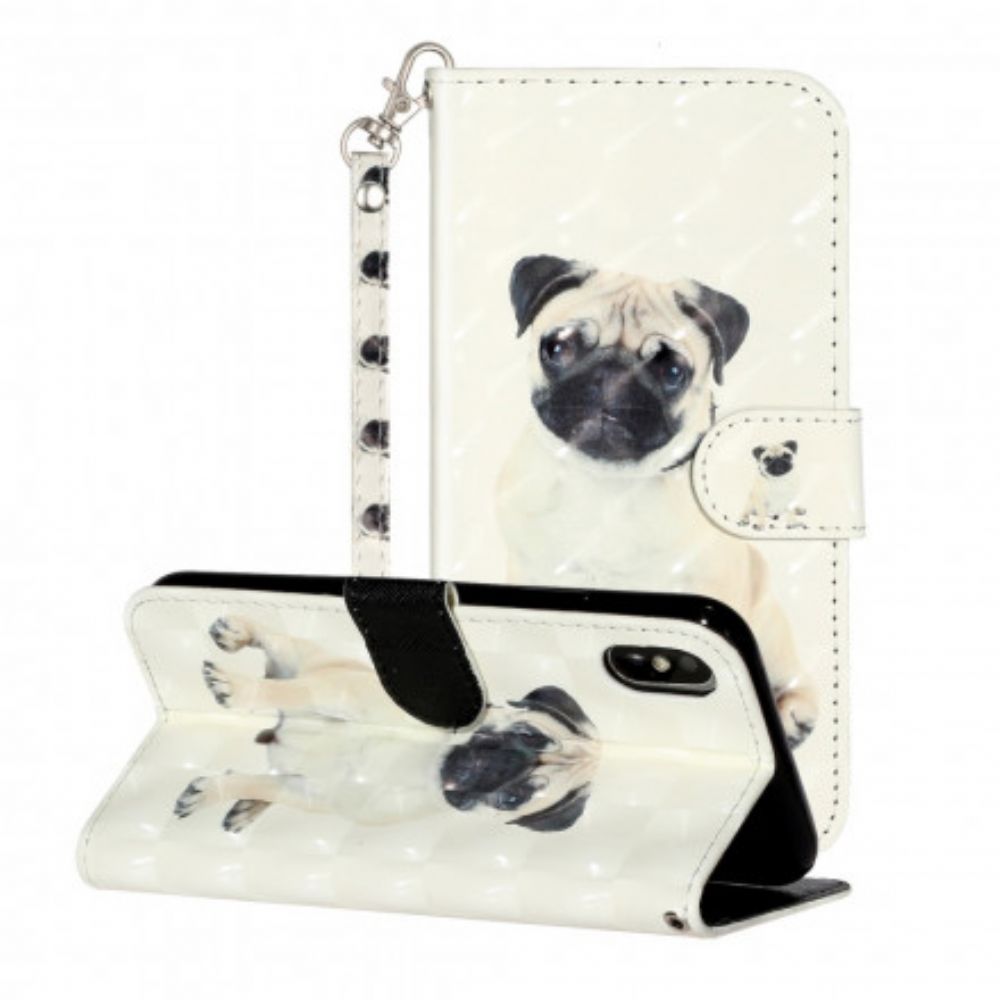 Leren Hoesje voor iPhone X / XS Met Ketting Hondenlichtspots Met Lanyard