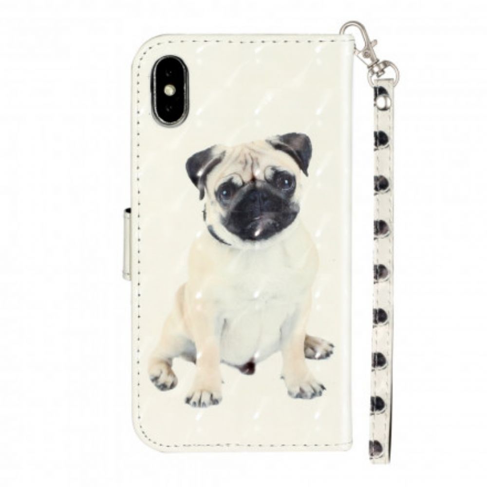 Leren Hoesje voor iPhone X / XS Met Ketting Hondenlichtspots Met Lanyard