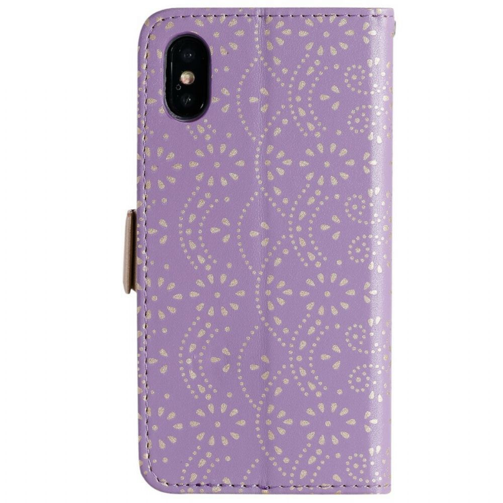 Leren Hoesje voor iPhone X / XS Met Ketting Portemonnee Met Veters En Bandjes