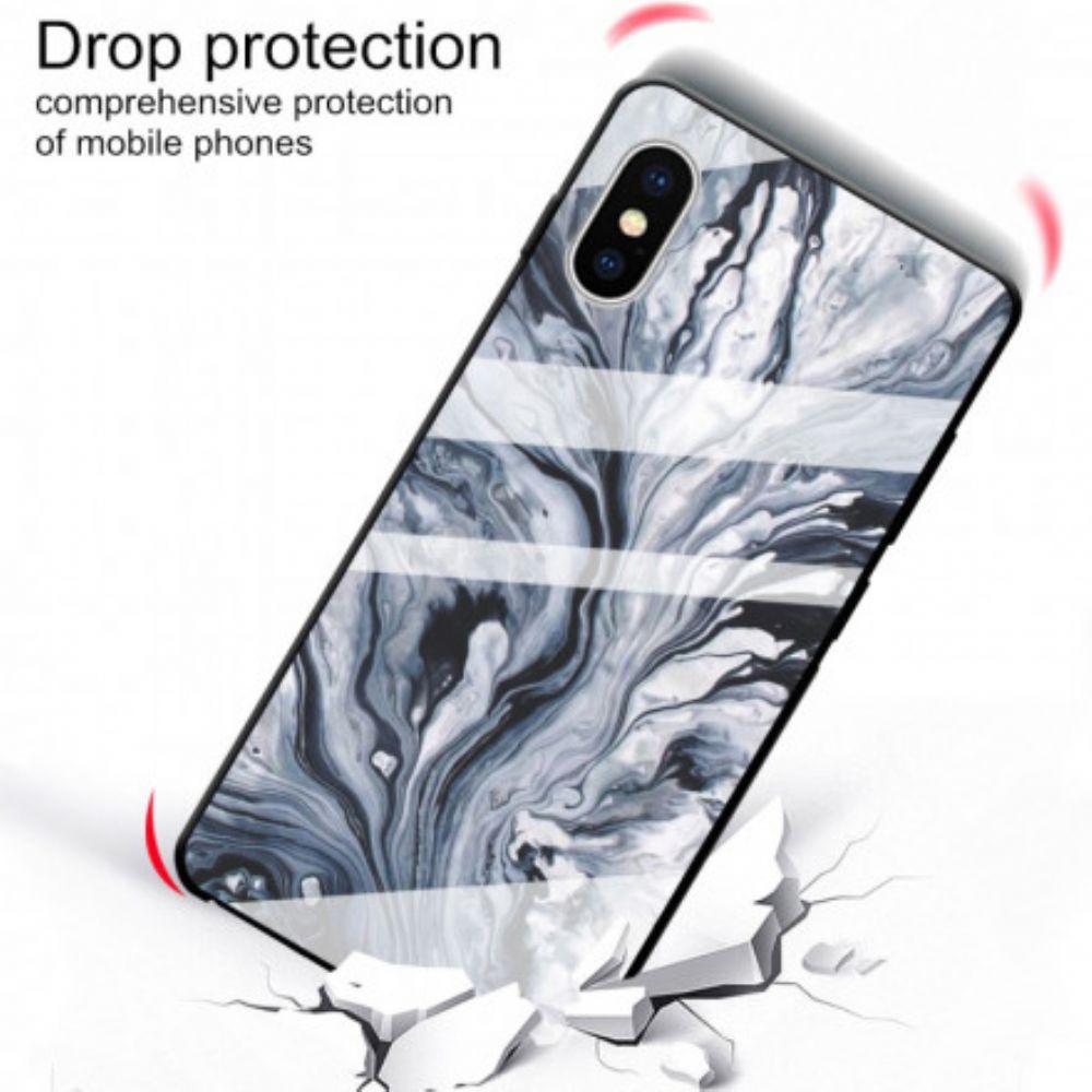 Telefoonhoesje voor iPhone X / XS Marmer Gehard Glas