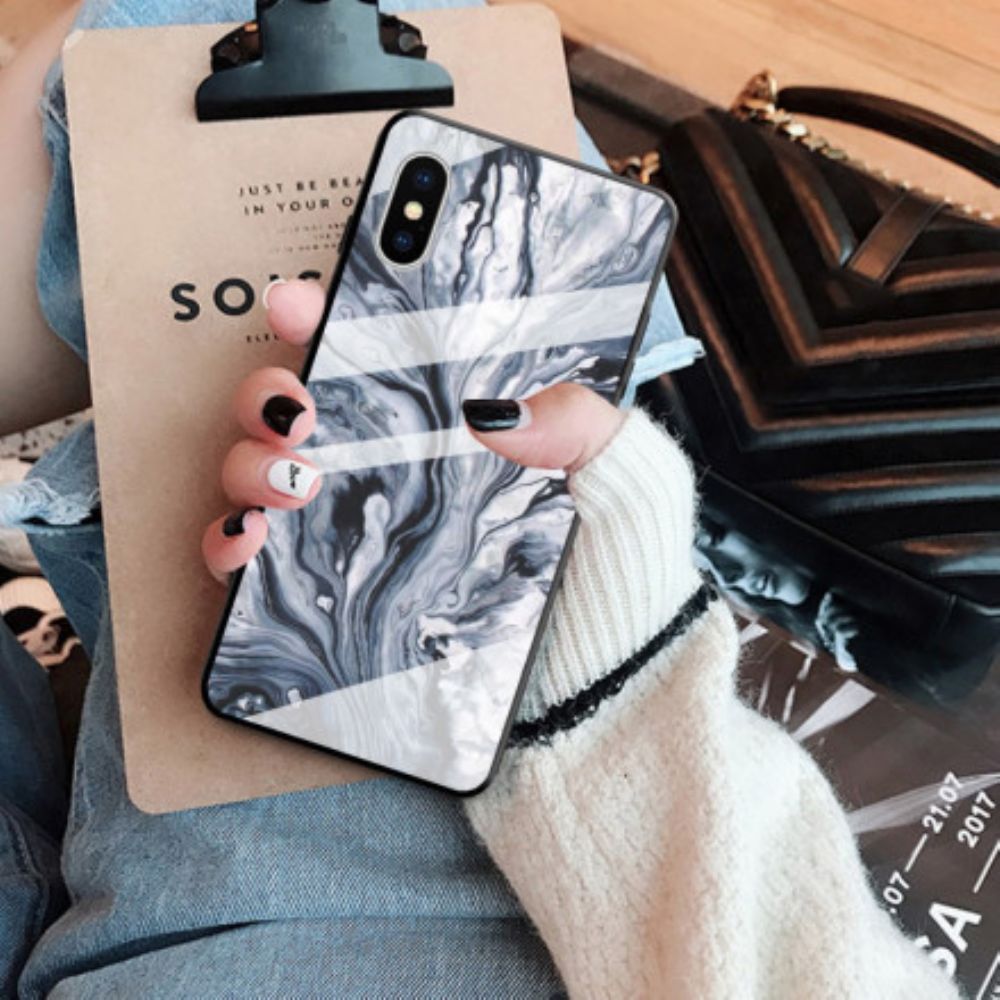 Telefoonhoesje voor iPhone X / XS Marmer Gehard Glas