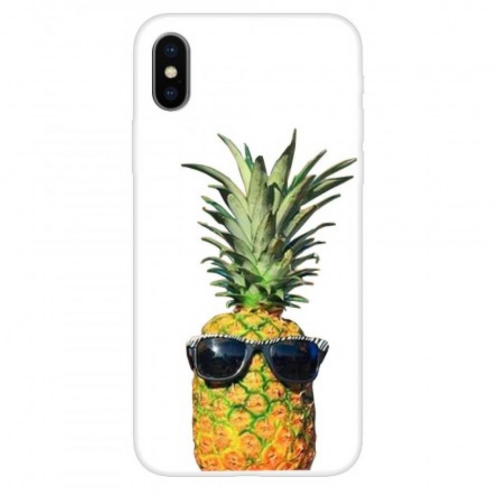 Telefoonhoesje voor iPhone X / XS Transparante Ananas Met Bril