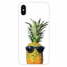 Telefoonhoesje voor iPhone X / XS Transparante Ananas Met Bril