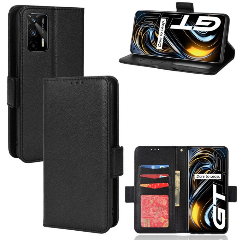 Folio-hoesje voor Realme GT 5G Flip Case Litchi Met Dubbele Klep Nieuwe Kleuren