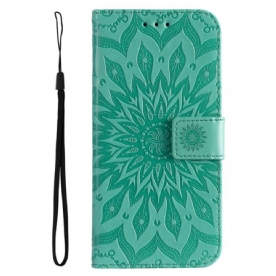 Folio-hoesje voor Vivo Y22s Mandala Zon Met Lanyard