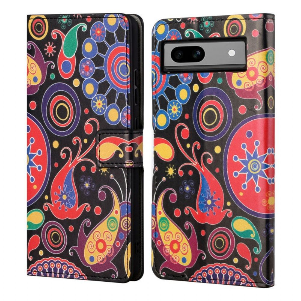 Leren Hoesje Google Pixel 8a Galaxy-patroon Bescherming Hoesje