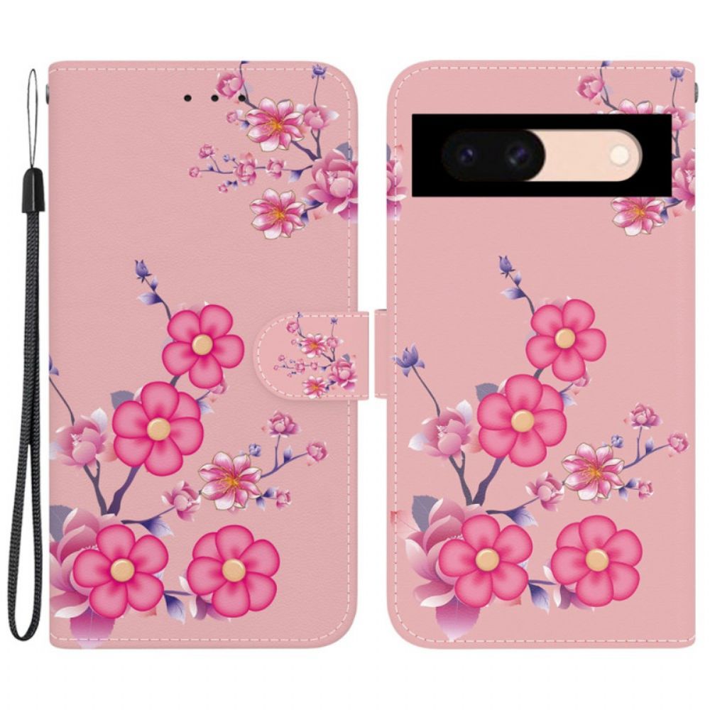 Leren Hoesje Google Pixel 8a Sakura Met Riem