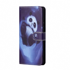 Leren Hoesje Google Pixel 8a Space Panda Met Riem Bescherming Hoesje