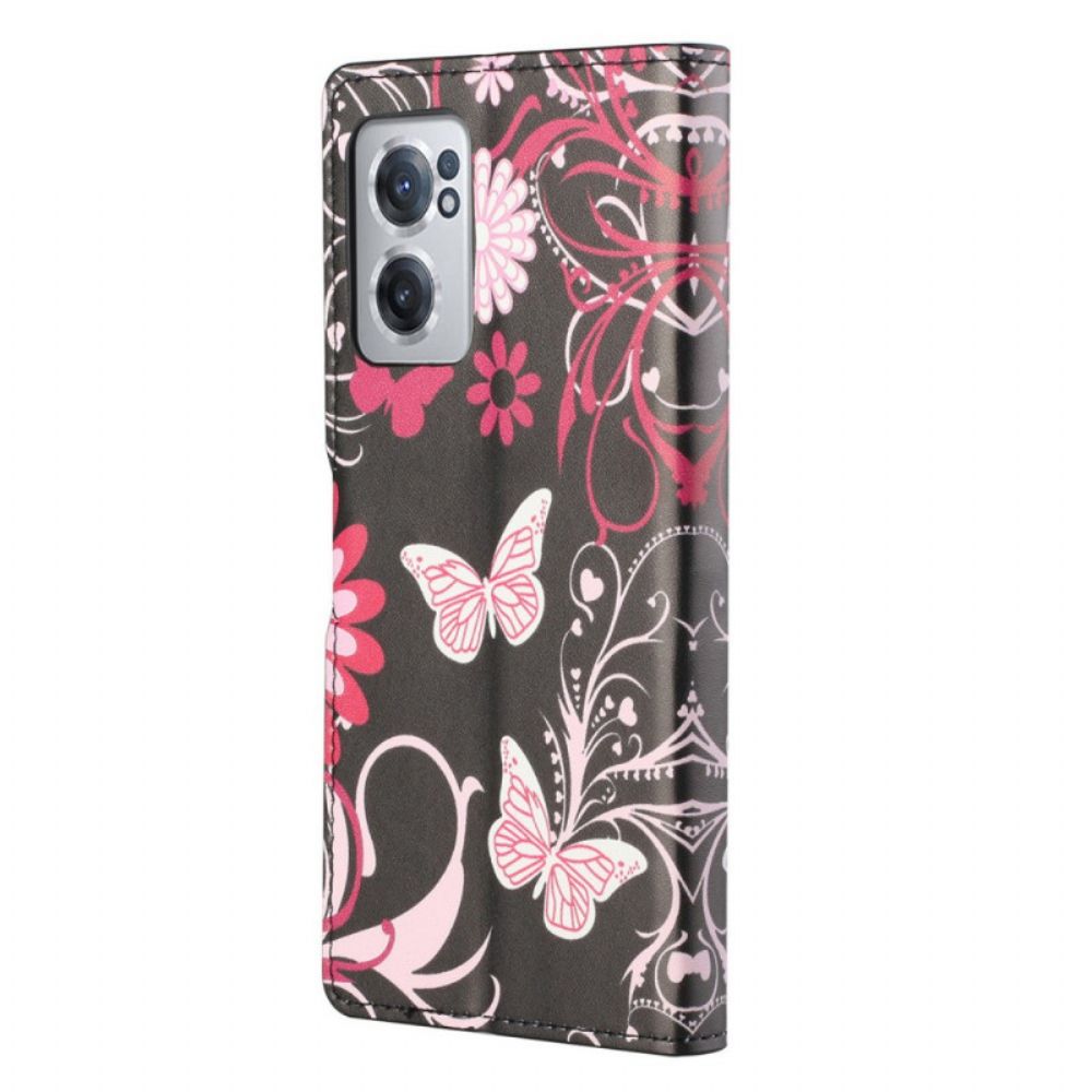 Folio-hoesje voor OnePlus Nord CE 2 5G Bloemen En Vlinders