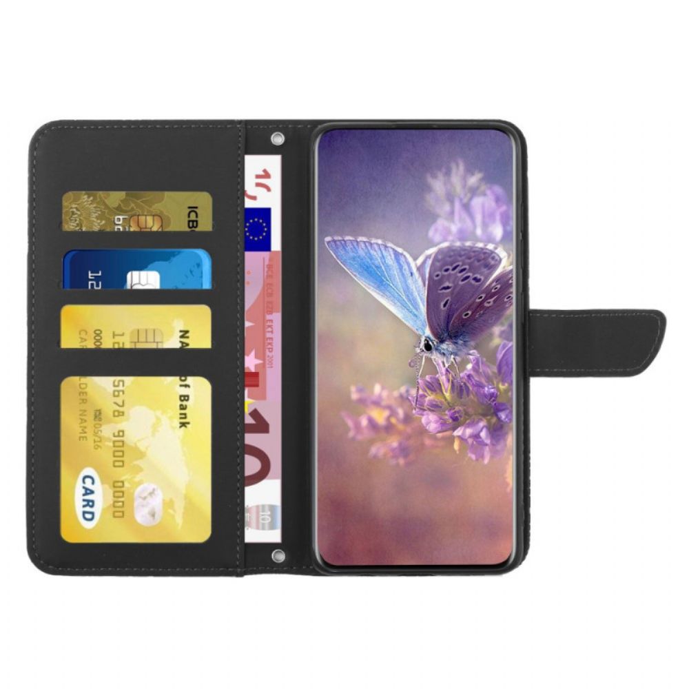 Folio-hoesje voor OnePlus Nord CE 2 5G Met Ketting Thong Vlinders En Bloemen