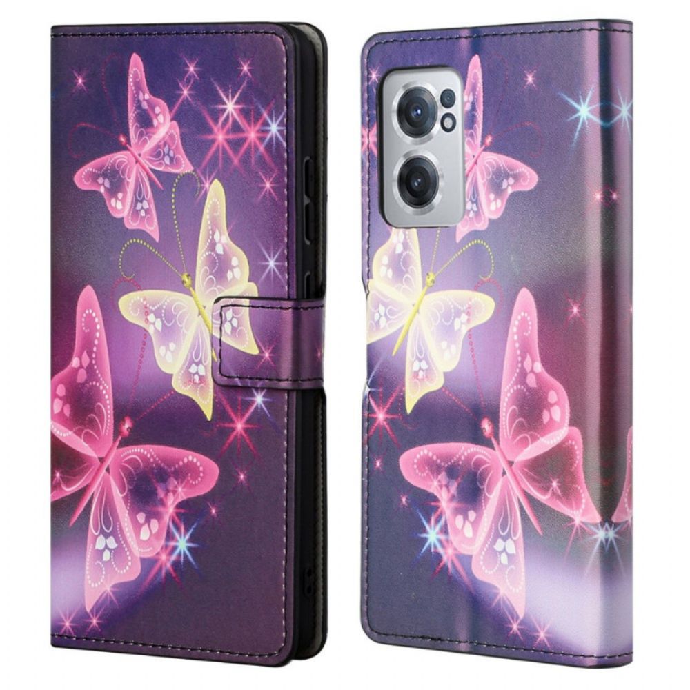 Leren Hoesje voor OnePlus Nord CE 2 5G Neonvlinders