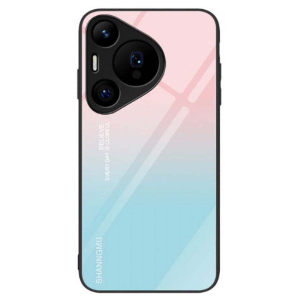 Hoesje Huawei Pura 70 Pro Roze En Blauw Gradiënt Gehard Glas