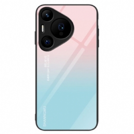 Hoesje Huawei Pura 70 Pro Roze En Blauw Gradiënt Gehard Glas